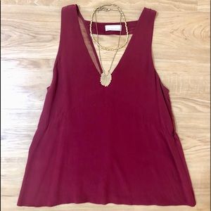 Matison Stone Deep Red Silk Blouse